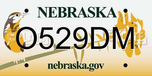 O529DM Nebraska License Plate