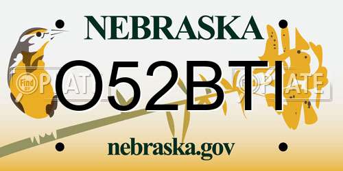 O52BTI Nebraska License Plate