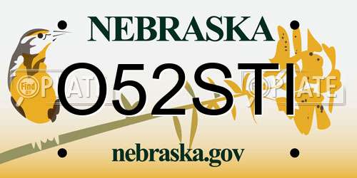 O52STI Nebraska License Plate