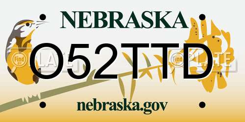 O52TTD Nebraska License Plate