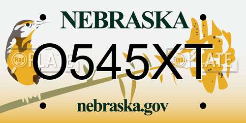 O545XT Nebraska License Plate