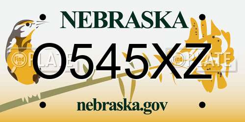 O545XZ Nebraska License Plate