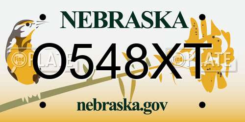 O548XT Nebraska License Plate