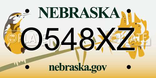 O548XZ Nebraska License Plate