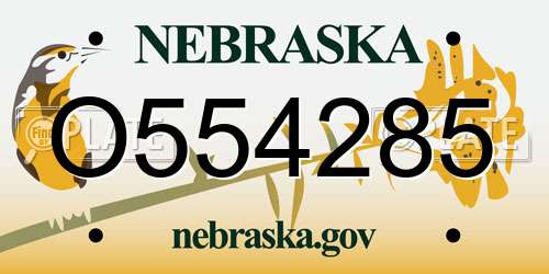 O554285 Nebraska License Plate
