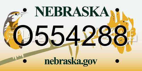 O554288 Nebraska License Plate