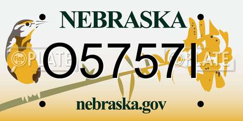 O5757I Nebraska License Plate