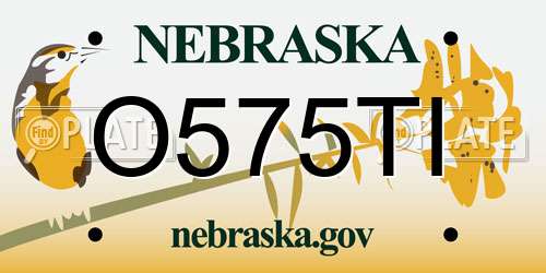 O575TI Nebraska License Plate