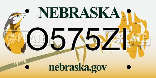 O575ZI Nebraska License Plate
