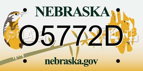 O5772D Nebraska License Plate