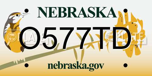 O577TD Nebraska License Plate