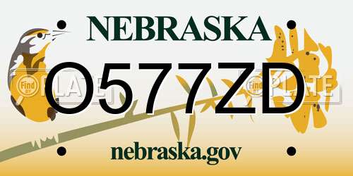 O577ZD Nebraska License Plate