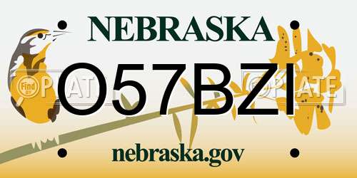 O57BZI Nebraska License Plate