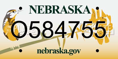 O584755 Nebraska License Plate