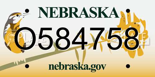 O584758 Nebraska License Plate