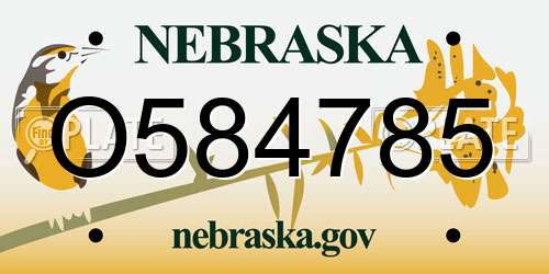 O584785 Nebraska License Plate