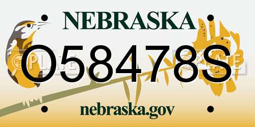 O58478S Nebraska License Plate