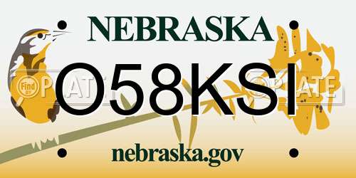O58KSI Nebraska License Plate