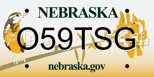 O59TSG Nebraska License Plate