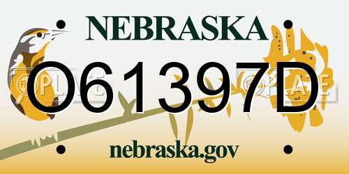 O61397D Nebraska License Plate