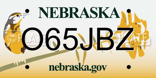 O65JBZ Nebraska License Plate
