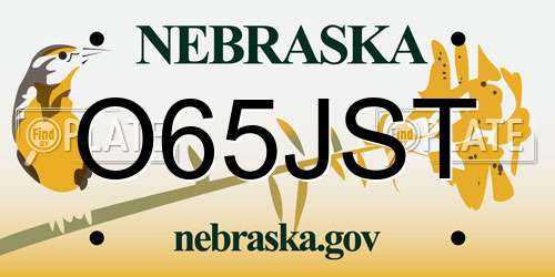 O65JST Nebraska License Plate