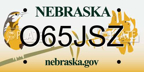 O65JSZ Nebraska License Plate
