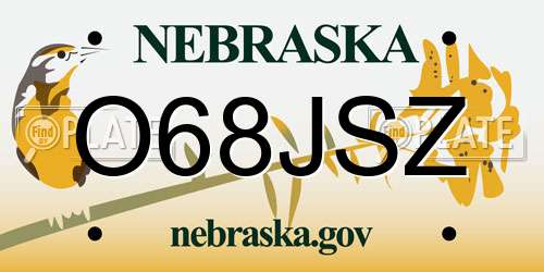 O68JSZ Nebraska License Plate