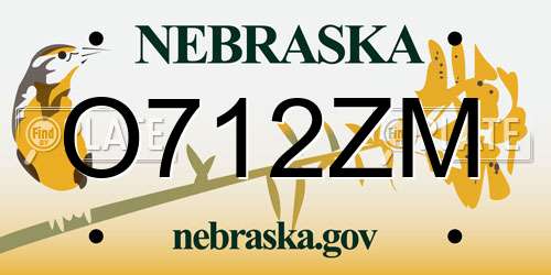 O712ZM Nebraska License Plate