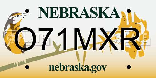 O71MXR Nebraska License Plate