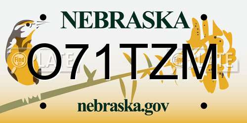O71TZM Nebraska License Plate