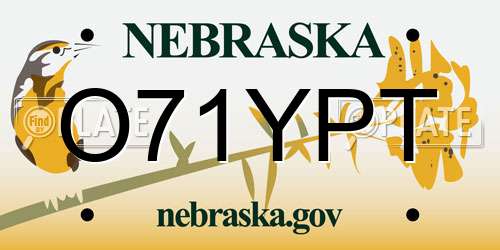 O71YPT Nebraska License Plate