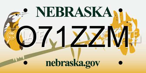 O71ZZM Nebraska License Plate