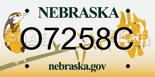 O7258C Nebraska License Plate