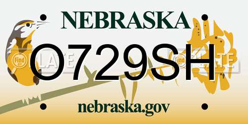 O729SH Nebraska License Plate