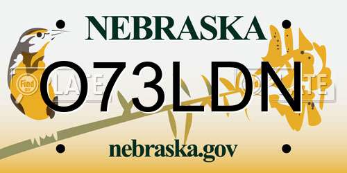O73LDN Nebraska License Plate