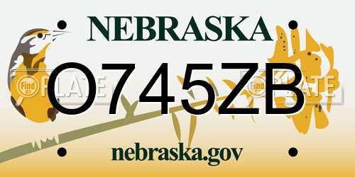 O745ZB Nebraska License Plate