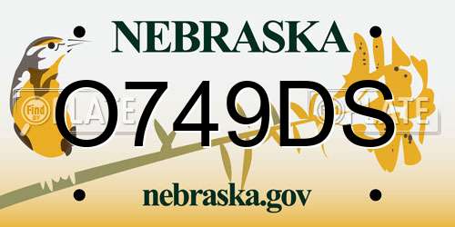 O749DS Nebraska License Plate
