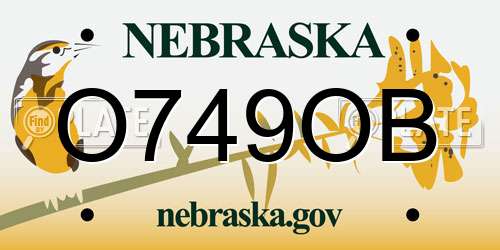 O749OB Nebraska License Plate