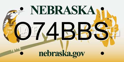 O74BBS Nebraska License Plate