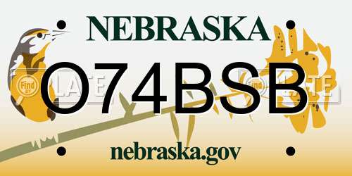 O74BSB Nebraska License Plate