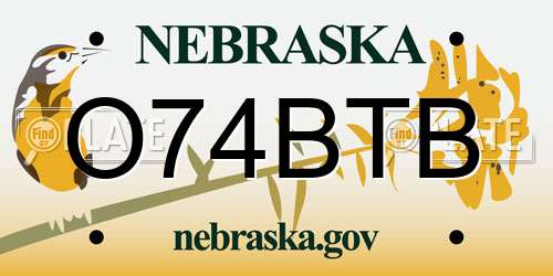 O74BTB Nebraska License Plate