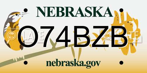 O74BZB Nebraska License Plate