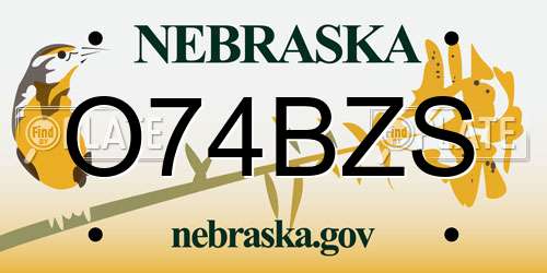 O74BZS Nebraska License Plate
