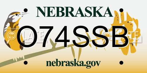 O74SSB Nebraska License Plate