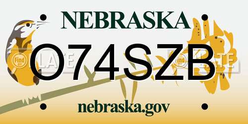 O74SZB Nebraska License Plate