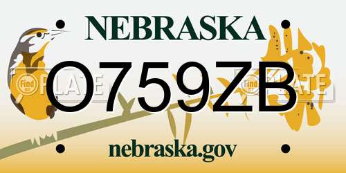 O759ZB Nebraska License Plate