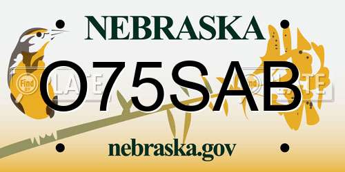 O75SAB Nebraska License Plate