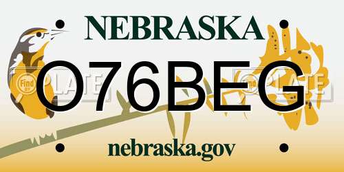 O76BEG Nebraska License Plate