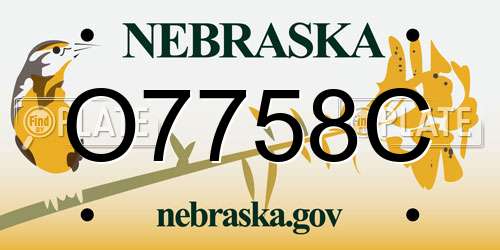 O7758C Nebraska License Plate